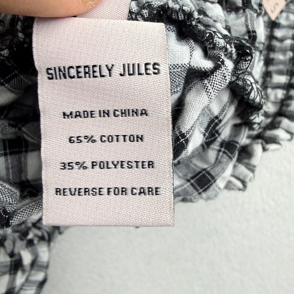 Sincerely Jules Tiered Smocked Skirt White‎ Black Plaid Size S Womens NEW - Picture 5 of 9